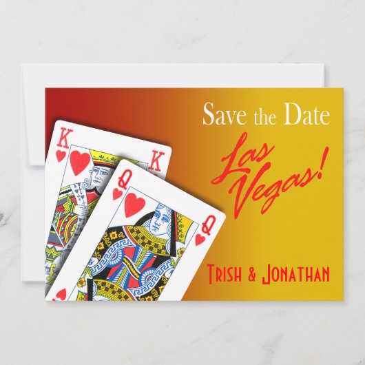 King & Queen of Hearts Las Vegas Wedding Gelb Save The Date (Vorderseite)