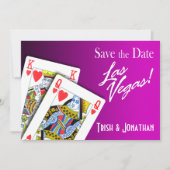King & Queen of Hearts Las Vegas Wedding lila Save The Date (Vorderseite)