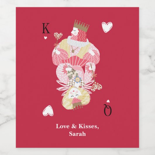 King & Queen of Hearts Personalisiert Wine Labels Weinetikett (Einzelnes Label)