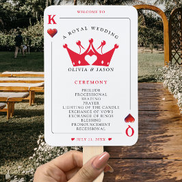 King & Queen of Hearts Poker Card Hochzeitsprogram Fächer