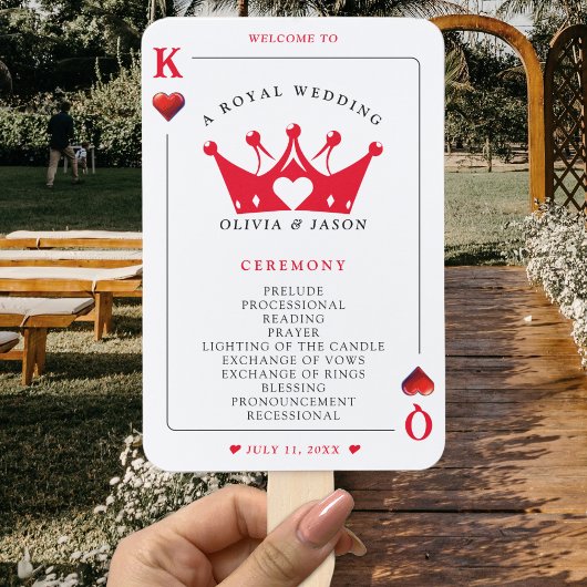 King & Queen of Hearts Poker Card Hochzeitsprogram Fächer