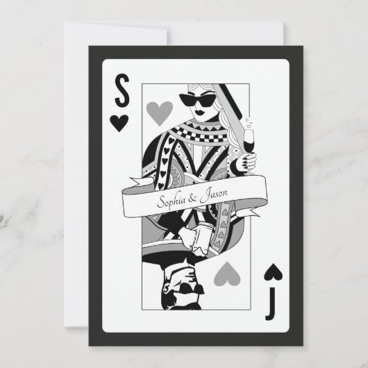 King Queen Playing Card Invitation Einladung (Vorderseite)