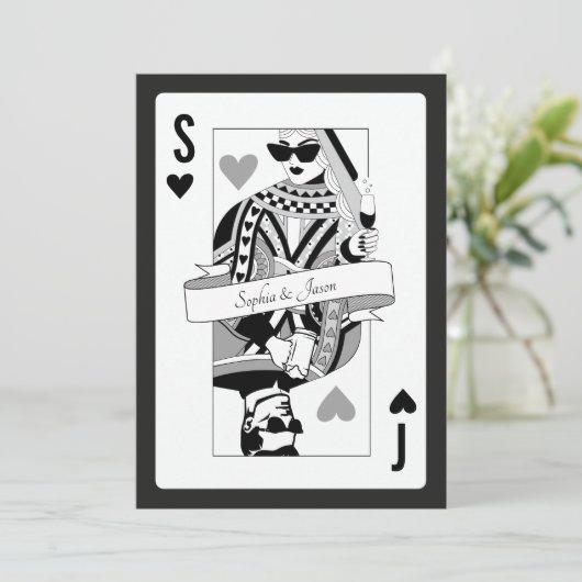 King Queen Playing Card Invitation Einladung (Stehend Vorderseite)
