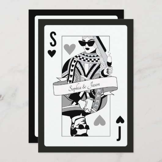 King Queen Playing Card Invitation Einladung (Vorne/Hinten)