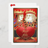 King & Queen Red & Black Vegas Wedding Einladung (Vorne/Hinten)