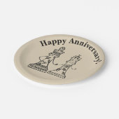 King & Queen Schach Figures Wedding Paper Plate Pappteller (Schrägansicht)