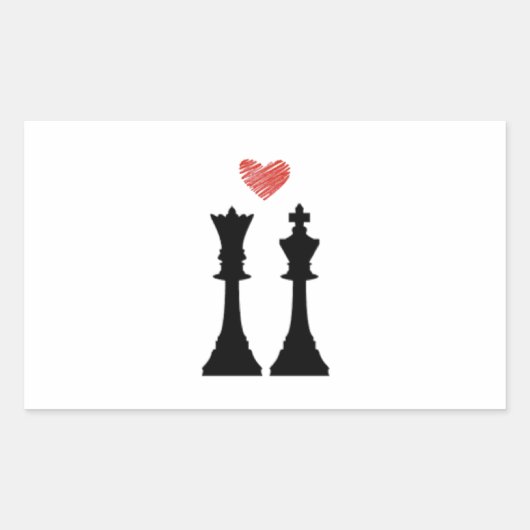 King & Queen Schach Liebe Rechteckiger Aufkleber (Vorderseite)