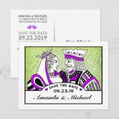 King & Queen Spielkarten Save the Date PostCard Ankündigungspostkarte (Vorne/Hinten)