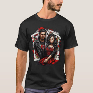 King & Queen Street Art T - Shirt Bold Red & Black