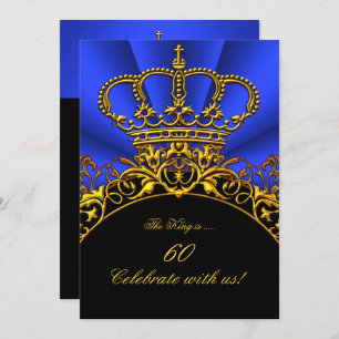 King Regal Queen Gold Royal Blue Birthday Party 2 Einladung