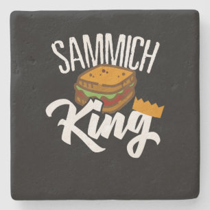King Sandwich Fars Day Food Diet Koch Artist Gift Steinuntersetzer