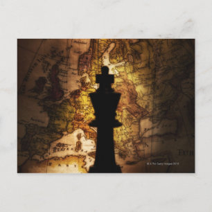 King Schach auf der alten Weltkarte Postkarte