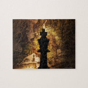 King Schach auf der alten Weltkarte Puzzle