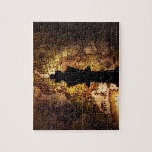 King Schach auf der alten Weltkarte Puzzle (Vertikal)