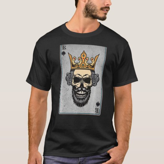 King Skull and Queen - 22 Card Hearts Flush Couple T-Shirt (Vorderseite)