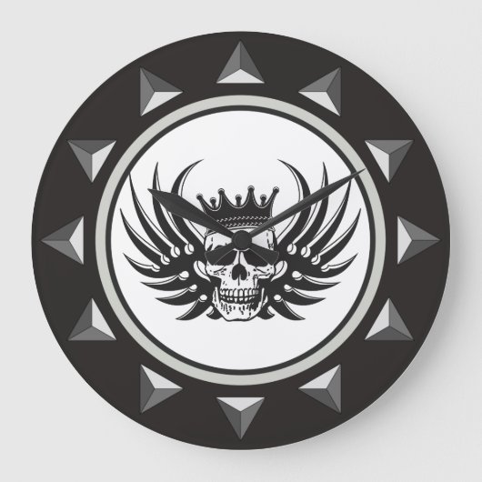 King Skull mit Flügeln Große Wanduhr (Vorderseite)