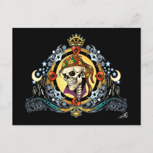 King Skull Pirate with Hearate by Al Rio Postkarte