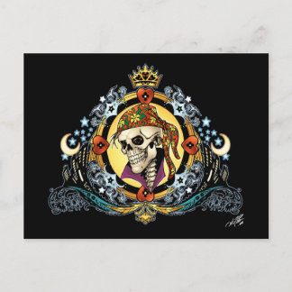 King Skull Pirate with Hearate by Al Rio Postkarte
