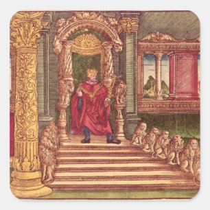 King Solomon auf seinem Thron, 1. Edition Quadratischer Aufkleber
