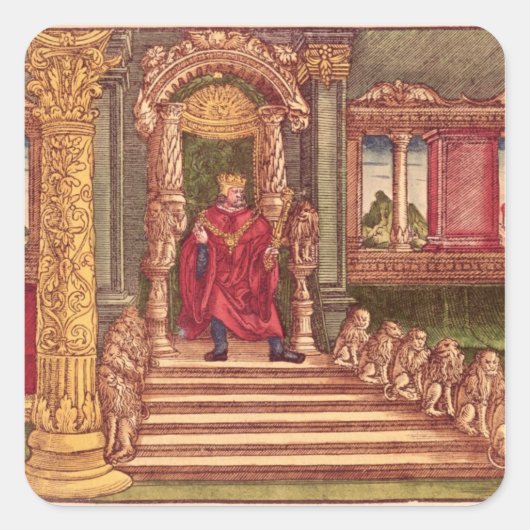 King Solomon auf seinem Thron, 1. Edition Quadratischer Aufkleber (Vorderseite)