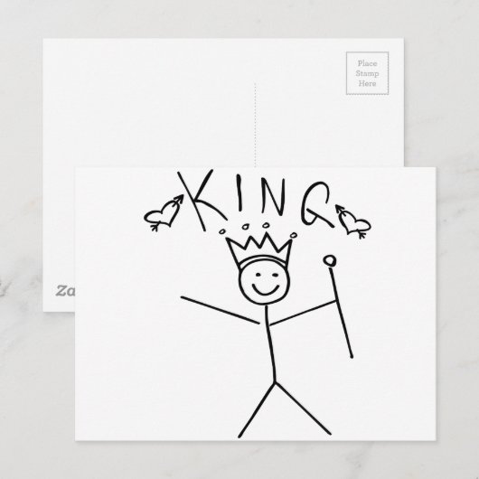 King Strichmännchen Postkarte (Vorne/Hinten)