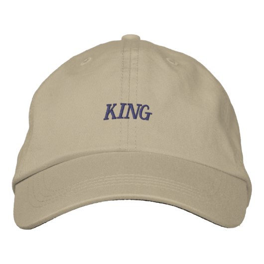 KING Text Cap Majestic High Class Khaki Color-Hat Bestickte Baseballkappe (Vorderseite)