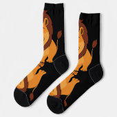 KING Text Niedlich Lion Printed Premium Crew Hands Socken (Linkes Detail)