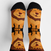 KING Text Niedlich Lion Printed Premium Crew Hands Socken (Oben)