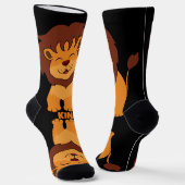 KING Text Niedlich Lion Printed Premium Crew Hands Socken (Gewinkelt)