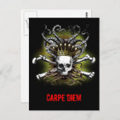 King Tintenfisch Skull Carpe Diem Postcard Postkarte (Vorne/Hinten)