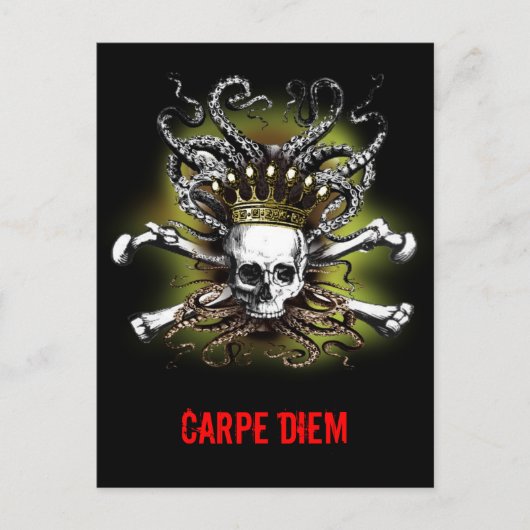 King Tintenfisch Skull Carpe Diem Postcard Postkarte (Vorderseite)