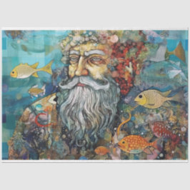 King Triton Mermaid Merman Collage Decoupage Seidenpapier