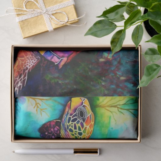 King Turtle schwimmt durch azurblaue Meere Seidenpapier (Geschenk)