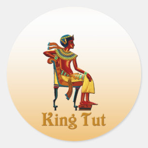 King Tut auf seinem Thron Runder Aufkleber