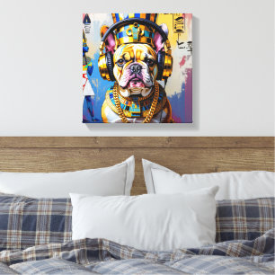 KING TUT-FRENCH BULLDOG LEINWANDDRUCK