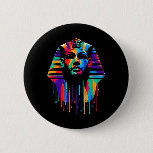 King Tut. Tutankhamun Minimalistisch Vibrant Style Button