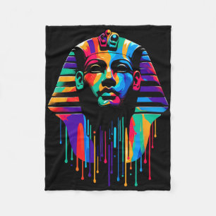 King Tut. Tutankhamun Minimalistisch Vibrant Style Fleecedecke