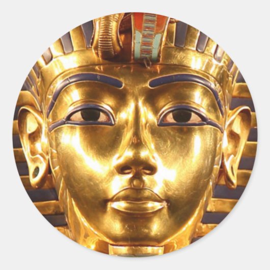 King Tutankhamun, Goldene Maske Runder Aufkleber (Vorderseite)