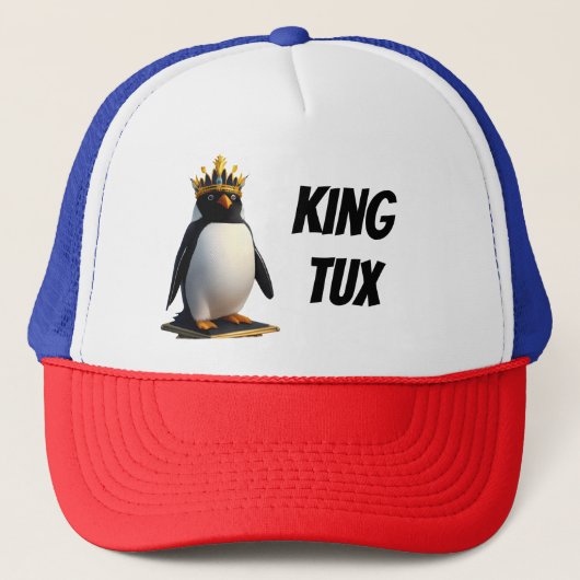 King Tux Linux Penguin Hat Truckerkappe (Vorderseite)