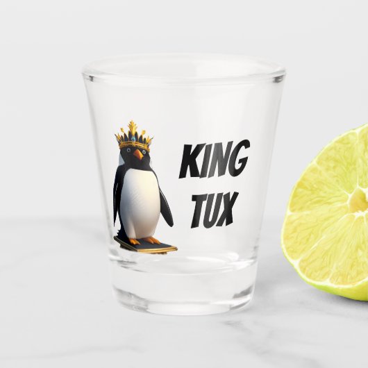 King Tux Linux Penguin Shot Glass Schnapsglas (Vorderseite)