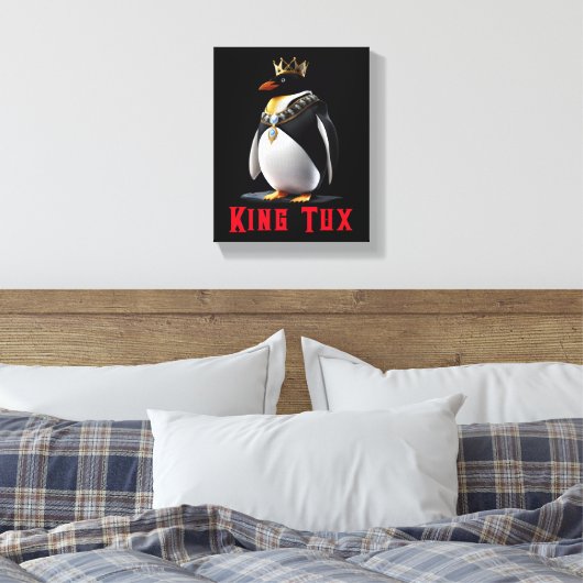 King Tux - Regal Linux Penguin Leinwanddruck (Insitu (Schlafzimmer))