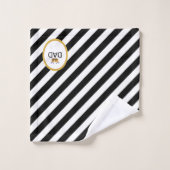 King Vaters Krone auf Schwarz und Weiß gestreift Badhandtuch Set (Waschlappen)