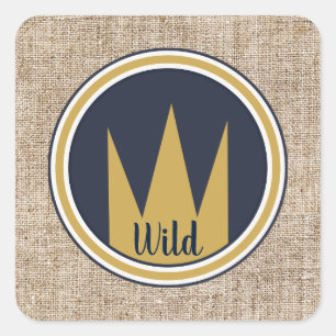 King Wild Thing Gold Crown Burlap Geburtstagsparty Quadratischer Aufkleber