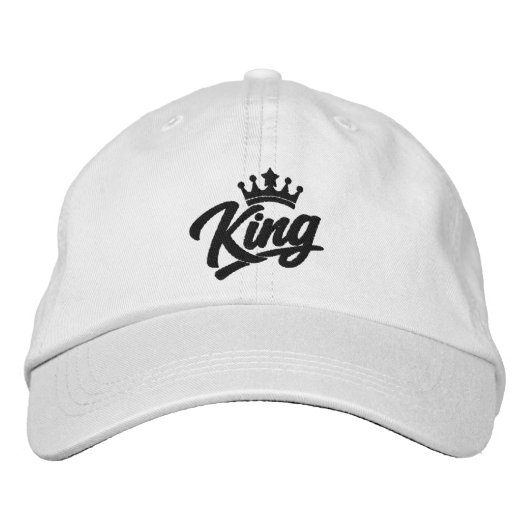 King With Crown Typography Bestickte Baseballkappe (Vorderseite)
