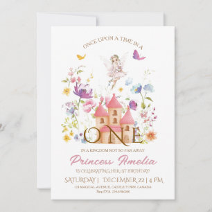 Kingdom Fairy theme Girls 1. Geburtstag Einladung