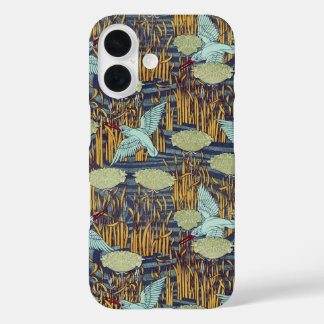 KINGFISCHER UND BLUMENDE RUSSISCHE Jugendstil-Flor iPhone 16 Hülle