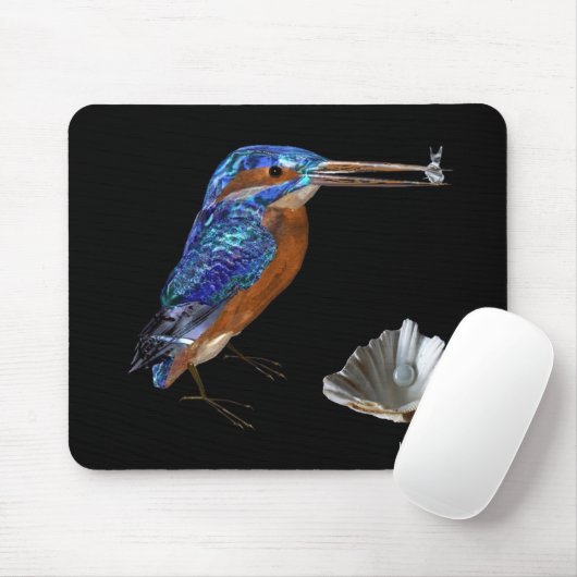 KINGFISCHEREI, Electric Blue, Black Mousepad (Mit Mouse)