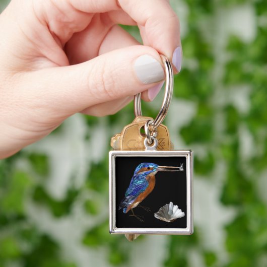 KINGFISCHEREI, Electric Blue, Black Schlüsselanhänger (Hand)