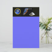 KINGFISCHEREIMONOGRAM, Blauer Saphir, Schwarz Briefpapier (Stehend Vorderseite)