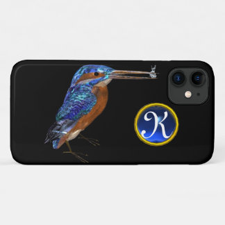KINGFISCHEREIMONOGRAM, Electric Blue, Black iPhone 11 Hülle